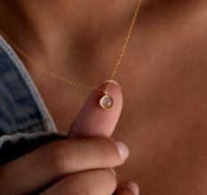 Gold Plated Minimalist Moonstone Pendant Necklace